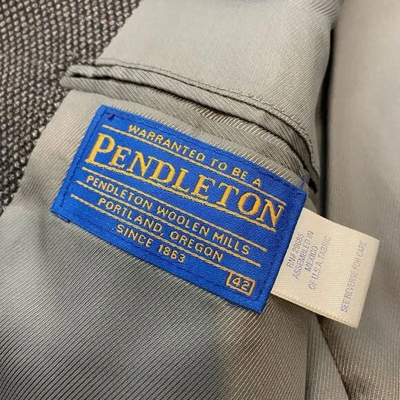 Vintage Pendleton Blazer Mens Size 42 Gray Wool Blend Rockabilly Tweed - Picture 7 of 14